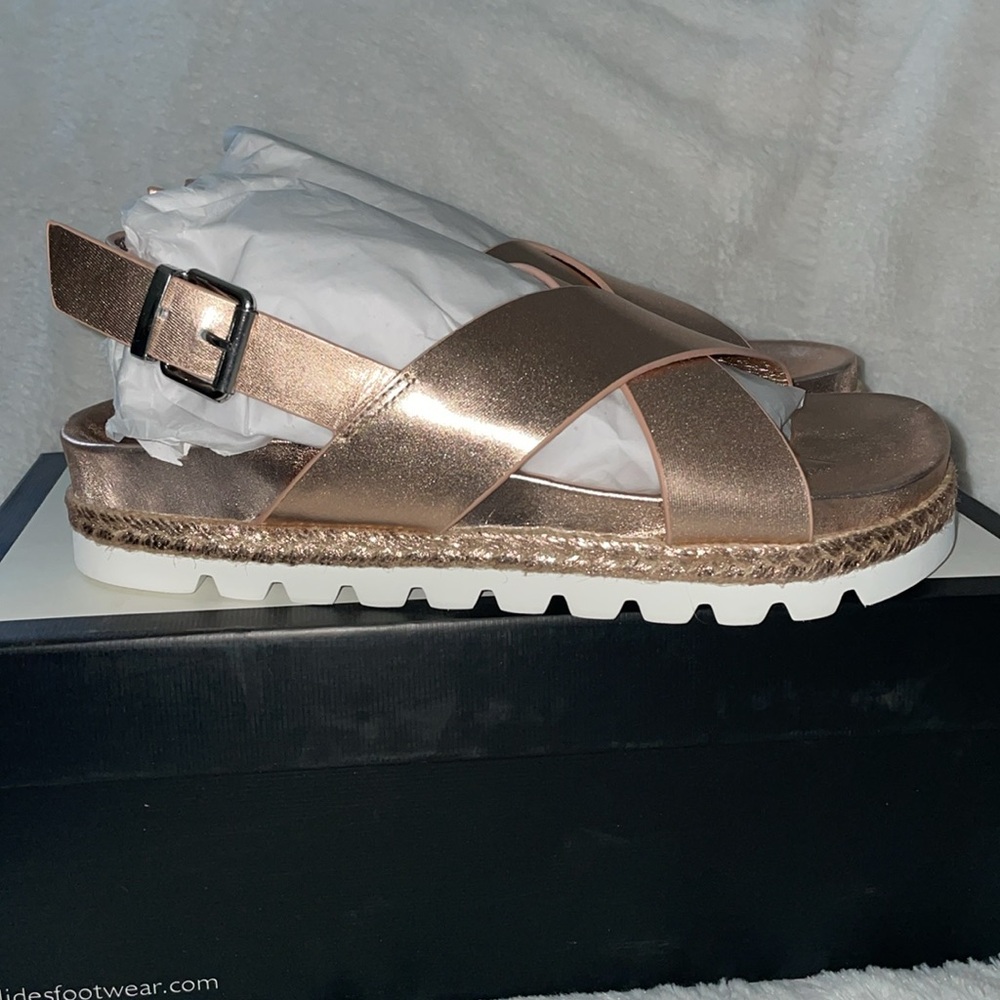 NWT J/SLIDES LEE Rose Gold Leather Sandal - Picture 8 of 16
